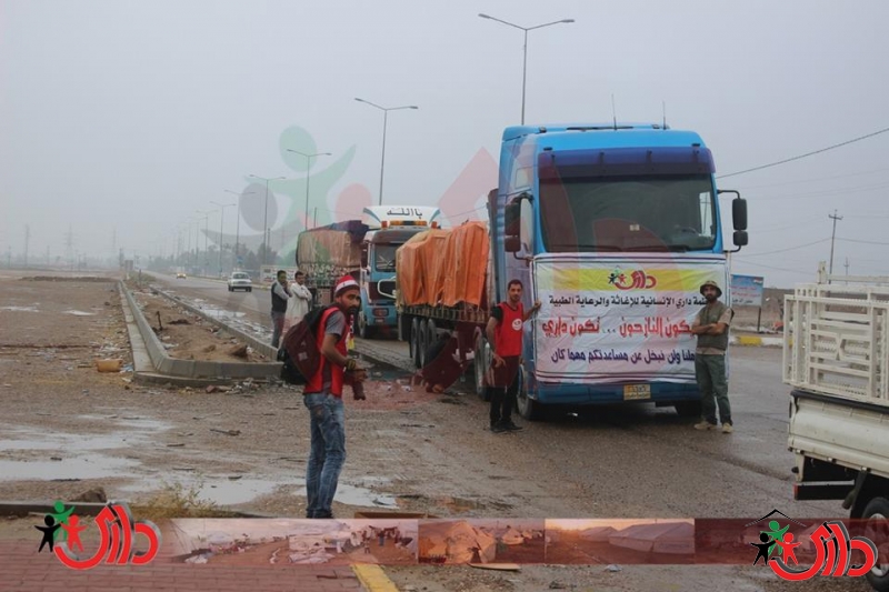 منظمة داري تغيث 800 عائلة مهجرة في صلاح الدين بمساعدات طارئة